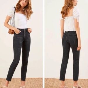 Reformation Julia High Waist Cigarette Crop Jean in Pacific Black size 25